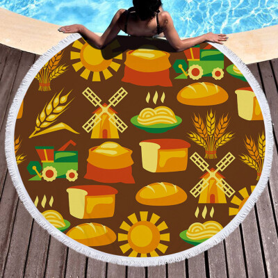 

Gobestart 1 PC Round Beach Pool Home Shower Towel Blanket Table Cloth Yoga Mat