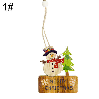 

Christmas Santa Snowman Bear Elk Hanging Ornament Plate Xmas Tree Window Decor
