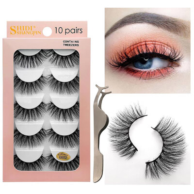 

10 Pair Of False Eyelashes Tweezers set Natural Slender Curling Fake Eye Lashes Mink Hair Eye Lashes