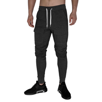 

Gobestart Fashion Men Casual Solid Drawstring Elastic Waist Sport Long Pant Trousers