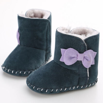 

Fashion Winter Baby Boys Girls Cotton Shoes Plush Warm Bow Snow Shoes Boots For 0-18 Months Baby Moccasins Shoes