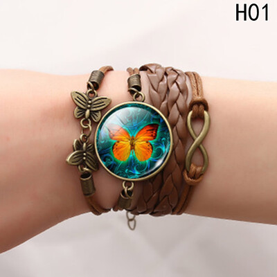 

Green Butterfly Romantic Clock time Vintage Flower Jewels PendantArt Pendant Necklace Jewelry
