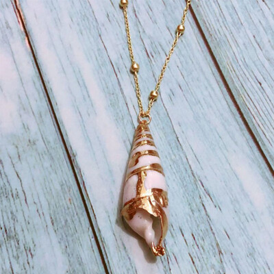 

Fashion 1PC Conch Cowrie Shell Pendant Choker Necklace for Women Gold Color Chain Choker Necklace Beach Coin Long Collier