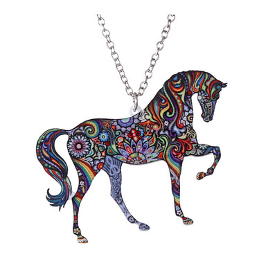 

NecklaceAcrylic Animal Necklace Pet Cat Giraffe Pig Horse Dog Camel Necklace Women Bohemia Pendant Ethnic Long Necklaces Jewelry