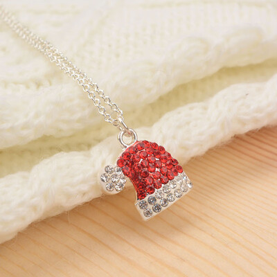 

Fashion Christmas Hat Pendant Necklace For Women Silver Color Link Chain Charm Necklace Jewelry Girls Party Gifts Wholesale