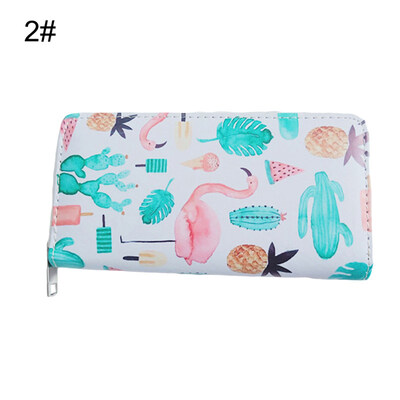 

Casual Women Flamingo Floral Print Zip Wallet Long Purse Student Clutches Bag