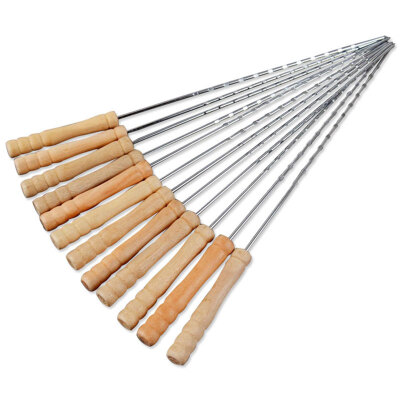 

Stainless Steel Metal Bbq Barbecue Meat Skewer Grill Kebab Needles Stick 10PCS