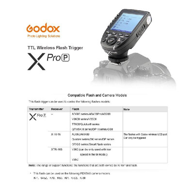 

Godox XproP 24G Wireless Flash Trigger Transmitter TTL Autoflash 18000s HSS with Large LCD Display for PENTAX K-1 645Z K70 K5