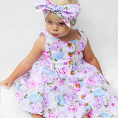 

Cute Toddler Kids Baby Girls Floral Dress Party Pageant Dresses Clothes Summer
