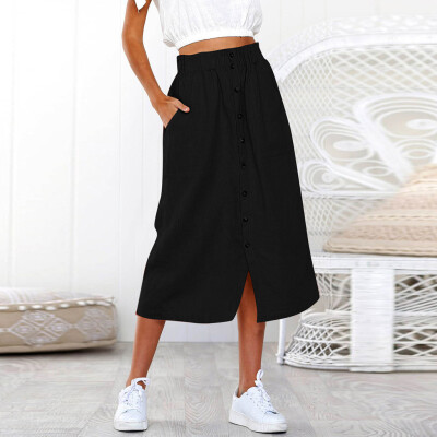 

Roseonmyhand Womens Daily Summer Bohemia High Waist Line Button Beach Wrap Maxi Long Skirt