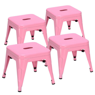 

Set of 4 Lightweight Stackable Metal Tolix Kids Stools-Pink