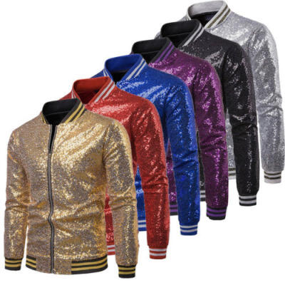 

2019 Mens Sequined Performance Show Host Blazers Wedding Jacket Tuxedo Suit Coat