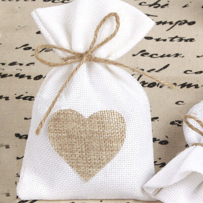 

10 P c s Imitation Linen Love Bundle Pocket Tethered Linen Bag Wedding Gift Bags