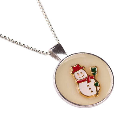 

Women Noctilucent Christmas Snowman Pendant Necklace Girls Luminous Link Chain Jewelry