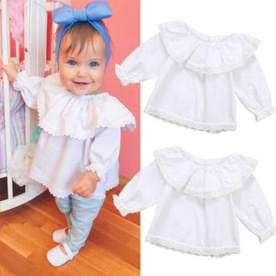 

Newborn Infant Baby Girls Long Sleeve Tops T-shirts Clothes Lace Off Shoulder