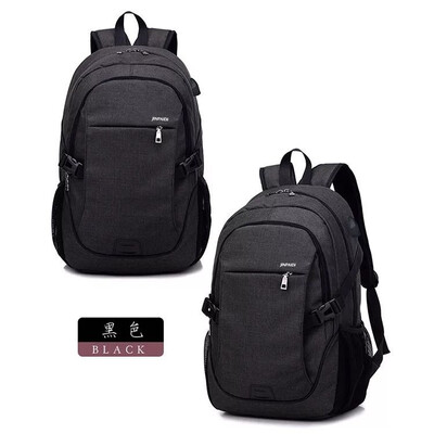 

Durable Solid Color Canvas Backpack with USB Port for Men