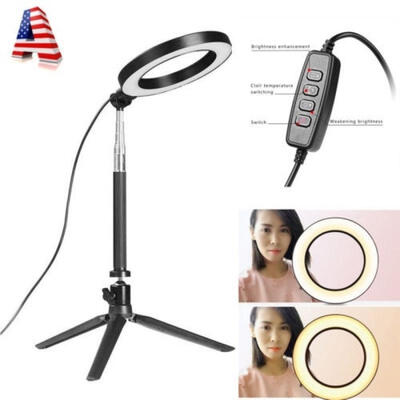 

6&quot USB LED Ring Light 5500K Dimmable Lighting Kit Remote for Makeup Phone Camera