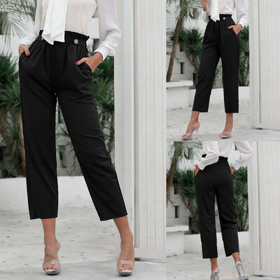 

Tailored Womens Casual Button Pocket Loose Pants Ladies Loose Pants