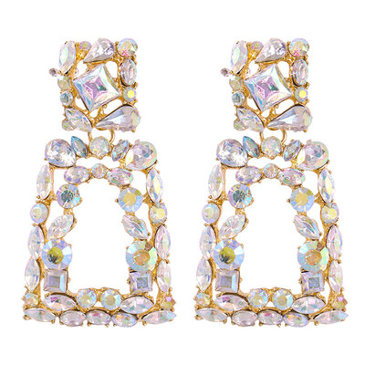 

Solememo Trendy New ZA Shining Crystal Drop Dangle Earrings For Women Wedding Party Geometric Rhinestone Earrings Jewelry E6466