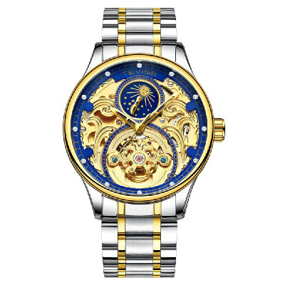 

TEVISE T820A Business Men Automatic Mechanical Watch Moon Phase Time Display Fashion Casual Stainless Steel Strap 3ATM Waterproof