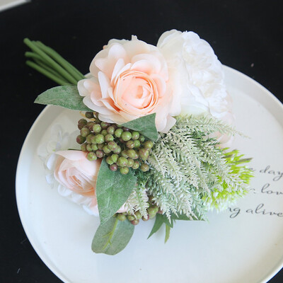 

Toponeto Artificial Rose Flower Peony Flower Leaves Bridal Bouquet Wedding Home Decor