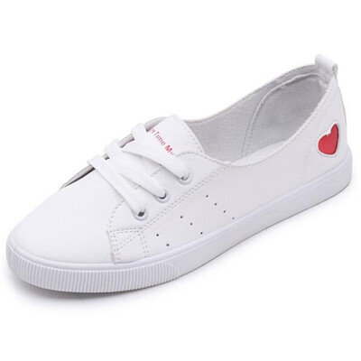 

2019 Women Sneakers Fashion totem Breathble Vulcanized Shoes Pu leather Platform Lace up Casual White Tenis Feminino D32