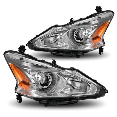 

Headlights Assembly for 2013 2014 2015 Nissan Altima Sedan Chrome Headlamp LeftRight