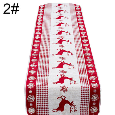 

170cm Xmas Elk Reindeer Table Runner Christmas Tablecloth Party Dining Decor