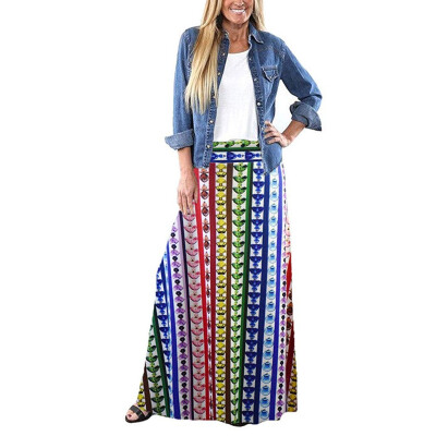 

Roseonmyhand Women Ladys High Waist Bodycon Comfort Bohemian Printed Long Maxi Skirt