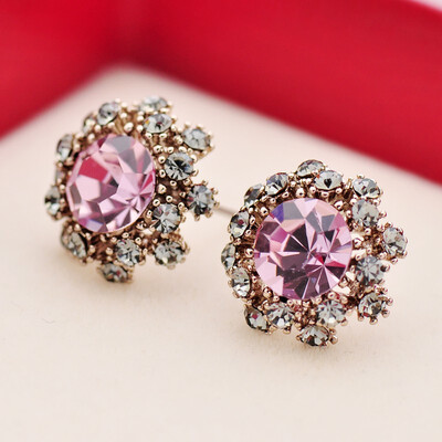 

French retro fashion flower earrings temperament earrings