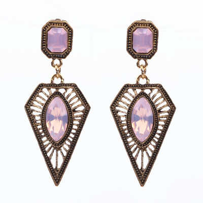 

EK2151 European Exaggerated Vintage Water Drop Gem Drop Earrings For Women Jewelry Rhinestone Baroque Triangle Brincos Boho Gift