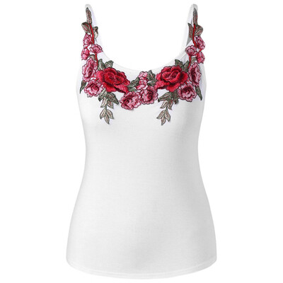 

Roseonmyhand Fashion Womens Plus Size Rose Embroidery Floral T-Shirt Blouse Camis Tank Tops