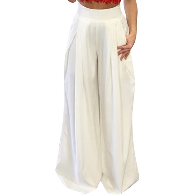 

Tailored Women Wide Leg Pants High Waist Sexy Zipper Chiffon Trousers Dance Party Pants