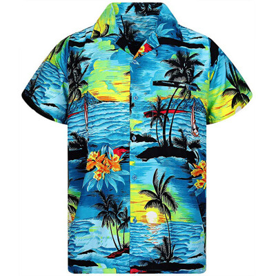 

Tailored Fashion Mens Casual Button Hawaii Print Beach Short Sleeve Quick Dry Top Blouse