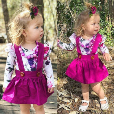 

US 2PCS Baby Girl Autumn Spring Clothes Flower RomperBib Tutu Dress Overall Set