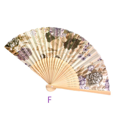 

〖Follure〗Vintage Bamboo Folding Hand Held Flower Fan Chinese Dance Party Pocket Gifts