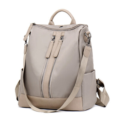 

Tailored Womens Nylon Solid Color Double Zipper College Style Travel Backpack Packet Bag