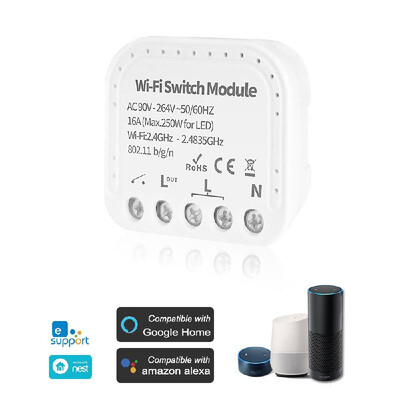 

MINI Wifi Smart Light Switch 2 Way Diy Breaker Module eWeLink APP Remote Control Compatible With Alexa Google HomeNest IFTTT