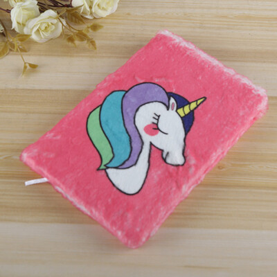

Cute Unicorn Fluffy Plush Notebook Girls Boys Plush A5 Notebook Diary 80 Pages