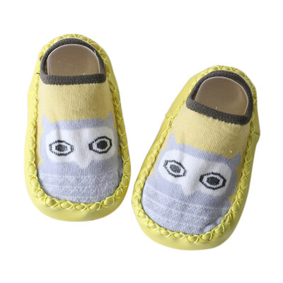

Baby Shoesborn Boys Girls Sock Style Anti-Slip Soft PU Leather Cotton Moccasins Cartoon Fox Dog Owl Pattern First Walkers
