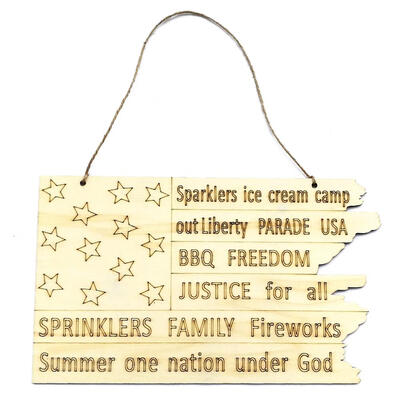 

Wooden Hanging Board USA Flag American Independence Day DIY Decorative Sign