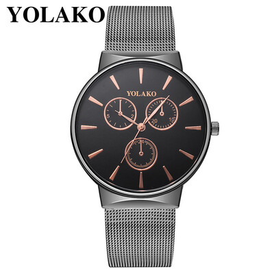 

Gobestart YOLAKO Mens Quartz Stainless Steel Band Newv Strap Watch Analog Wrist Watch