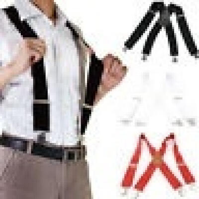 

2018 New Mens Ladies 50mm Wide Braces Plain Heavy Duty Suspender Elastic Black 3 colors