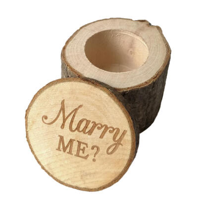 

Wood Ring Box Valentine Engagement Rustic Wedding Bearer Round Holder Case