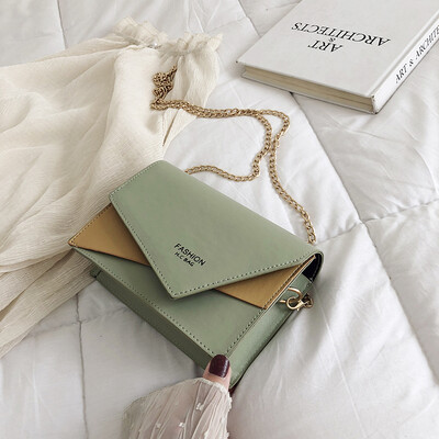 

Sen temperament contrast color small square bag 2019 new wave fashion casual chain Messenger bag wild letter shoulder bag