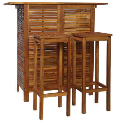 

3 Piece Bar Table&Chair Set Solid Acacia Wood