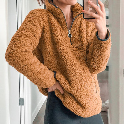

Tailored Women Warm Winter Top Zipper Sweatshirt Ladies Pullover Jumper Blouse Outwear