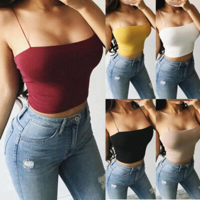 

Sexy Women Girls Crop Top Casual Blouse Vest T-Shirt Sleeveless Tank tops Summer