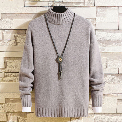 

Men Sweater Jumper Cable Knitted Half Turtleneck Thicken Pullover Knitwear Top