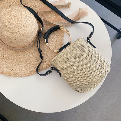 

Tailored Womens Fashion Shoulder Bag Solid Color Handbag Woven Bag Beach Bag